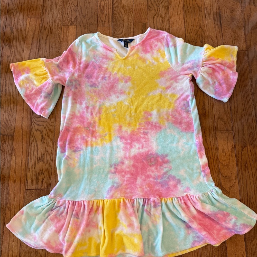 Polo Ralph Lauren Colorful Tie-Dye Terry Swim Cover-Up Size 16/XL Big Girls